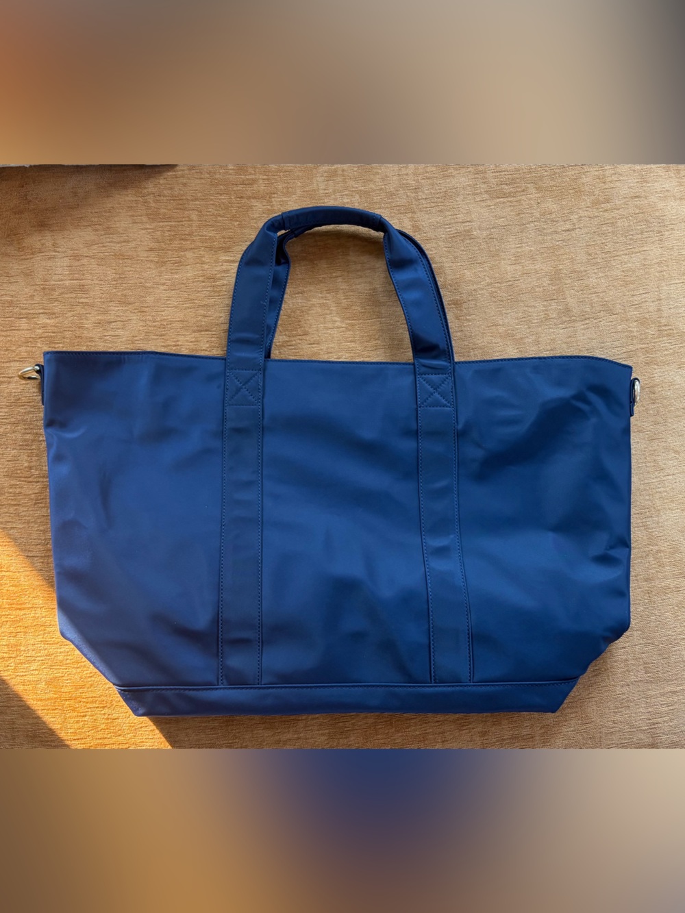 Navy Nylon Tote with Adjustable, Attachment Strap